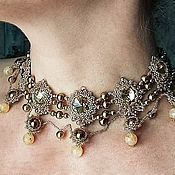 Украшения handmade. Livemaster - original item Necklace with pearls crystals Openwork gold. Handmade.