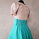 Swing linen skirt in Tiffany color. Skirts. pugovkino delo (Pugovkino-delo). My Livemaster. Фото №4