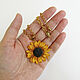 Sunflower pendant made of polymer clay Pendant on a chain Flower Pendant. Pendant. Bionika - Polymer Clay Jewelry (Bionika). My Livemaster. Фото №4