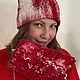 Муфта валяная красно белая с декором, Муфты для рук, Улан-Удэ,  Фото №1