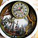 City of Moscow unusual clock on the wall in a gift box made of wood. Watch. Original wall clocks. My Livemaster. Фото №4