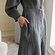 Linen dress with a graphite-colored stand-up collar. Dresses. molinialife. Online shopping on My Livemaster.  Фото №2