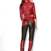 Одежда handmade. Livemaster - original item Suit leather jacket and trousers with a high waist. Handmade.