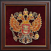 Картины и панно handmade. Livemaster - original item The coat of arms of the Russian Federation from amber small. Handmade.