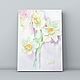 Watercolor. Watercolor miniature. Flowers. Daffodils. Pictures. ArtShipilina. Online shopping on My Livemaster.  Фото №2