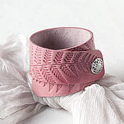 Украшения handmade. Livemaster - original item Pink leather cuff bracelet. Handmade.