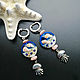 Large silver earrings with beads lampwork 'Ocean', Earrings, Voronezh,  Фото №1
