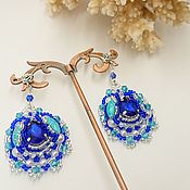 Украшения handmade. Livemaster - original item Long blue Stone charm earrings.. Handmade.