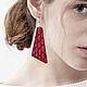 Red Leather Earrings. Earrings. Two Starlings. My Livemaster. Фото №4