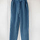 Order Dusty blue chinos trousers with elastic waistband. etnoart. Livemaster. . Pants Фото №3