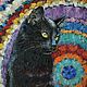 Gato negro. Circular de la pintura al óleo sobre lienzo. Pictures. Tatiana Chepkasova. Ярмарка Мастеров.  Фото №4
