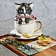 Infuser porcelain Cup with saucer 'Kitten in a Cup', Single Tea Sets, Moscow,  Фото №1
