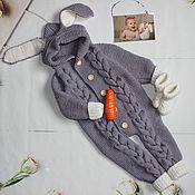 Одежда детская handmade. Livemaster - original item Knitted Bunny Romper. Handmade.