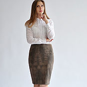 Одежда handmade. Livemaster - original item Brown skirt with slit. Handmade.