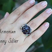 Украшения handmade. Livemaster - original item Garnet Tree ring with garnets made of 925 TS0001 silver. Handmade.