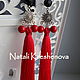 "Этнические" серьги-кисти из шелка с кораллом, Серьги-кисти, Санкт-Петербург,  Фото №1