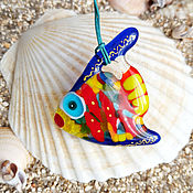 Украшения handmade. Livemaster - original item Pendant: Colorful fish, fusing, glass. Gift.. Handmade.