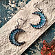 Moon Earrings Blue-blue Transparent (e-003-03), Earrings, St. Petersburg,  Фото №1