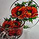 Tea pair 'Oriental poppy' stained glass painting. Single Tea Sets. Eeva.ta (vitrazhnaya-rospis). Ярмарка Мастеров.  Фото №6