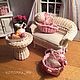 Doll furniture sofa and table - dollhouse, miniature for dolls. Doll furniture. KOTOMKA_NV kukolnaya miniatyura 1:12. Ярмарка Мастеров.  Фото №6