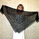 Black hand knit shawl,Lace Russian shawl,Wool wrap,Mourning cape №98, Shawls, Tashkent,  Фото №1