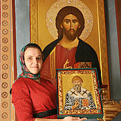 Картины и панно handmade. Livemaster - original item Icon of St. Spyridon of trimythous. Buy an icon of Spiridon. Handmade.