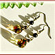 Earrings 'Elegant'-2 amber brass. Earrings. Frollena II. Natural Baltic amber. Online shopping on My Livemaster.  Фото №2