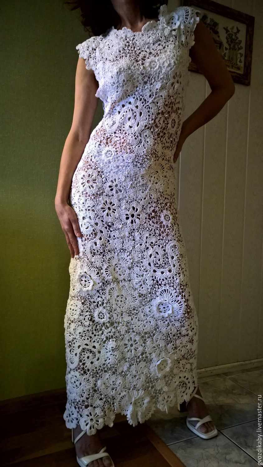 Белое вязаное платье из АлиЭкспресс