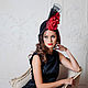 Эксклюзивная черная шляпа с цветами  для скачек "Опера". Шляпы. Анна Андриенко (Головные уборы). Ярмарка Мастеров.  Фото №4