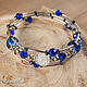 Multi-row bracelet on memory wire made of lampwork beads blue. Bead bracelet. BijouSiberia. Online shopping on My Livemaster.  Фото №2