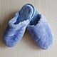 Sheepskin Slippers with a closed Cape women's blue, Slippers, Moscow,  Фото №1