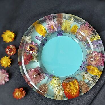 Посуда ручной работы. Ярмарка Мастеров - ручная работа Блюдце для мелочей, тарелочка с цветами из эпоксидной смолы. Handmade.