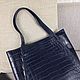 Women's shopping bag, crocodile leather, in dark blue. Classic Bag. SHOES&BAGS. My Livemaster. Фото №6