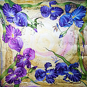 Scarf batik silk with irises 