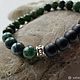 Men's Sea Wolf bracelet made of green Jasper and shungite. Bead bracelet. Exclusive hand painted. Online shopping on My Livemaster.  Фото №2