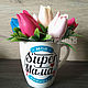 Soap bouquet of tulips in a mug 'My favorite' Mom', Soap, St. Petersburg,  Фото №1