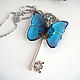 Transparent Pendant Key Blue Butterfly Vintage Key on a Chain Boho. Pendants. WonderLand. My Livemaster. Фото №13
