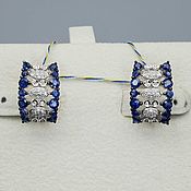 Украшения handmade. Livemaster - original item Gold earrings with 2,042 ct sapphires and 0,177 ct diamonds. Handmade.