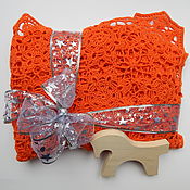 Работы для детей, handmade. Livemaster - original item Children`s orange knitted blanket. Handmade.