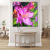 Картины и панно handmade. Livemaster - original item Oil painting Summer Bloom. Oil painting big pink flower. Handmade.