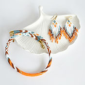 Украшения handmade. Livemaster - original item Summer bright set of harness and fringed earrings. Handmade.