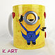 Ceramic mug decorated with handmade from polymer clay Minion. Mugs and cups. CatherineArtRu. My Livemaster. Фото №6