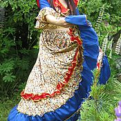 Цыганский костюм Гитана с юбкой солнце из атласа и креп-сатин
