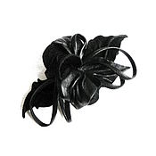 Украшения handmade. Livemaster - original item Hair Clip Black Orchid Black leather suede with Loops. Handmade.