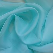 Материалы для творчества handmade. Livemaster - original item Fabric, silk organza, matte. Blue lagoon. Handmade.