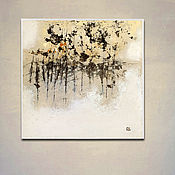 Картины и панно handmade. Livemaster - original item Painting on canvas 60h60 cm Woods (cream sand black and white). Handmade.