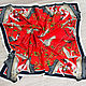 Red neck scarf ' Cranes'. Shawls1. Platkoffcom. My Livemaster. Фото №4
