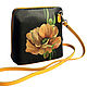 Маленкая кожаная сумочка с росписью " Желтый Мак", Классическая сумка, Тракай,  Фото №1