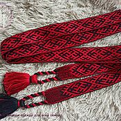 Русский стиль handmade. Livemaster - original item Belt Ratiborets black and red. Handmade.