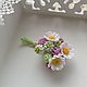   С ромашками. Брошь-булавка. Knitted flowers. Ярмарка Мастеров.  Фото №5